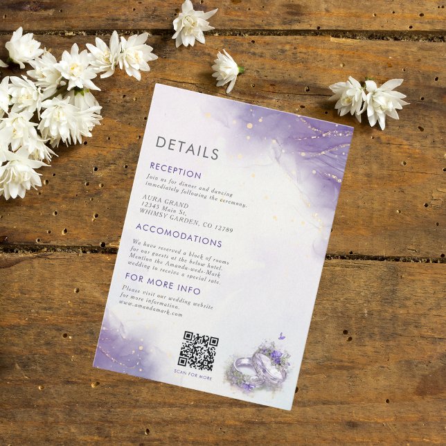 Detalhe do convite para casamento do Modern Lilac (Criador carregado)