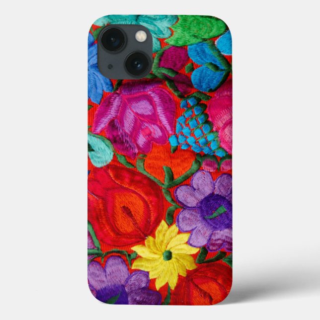 Detalhe dos têxteis florais de bordados tradiciona (Verso)