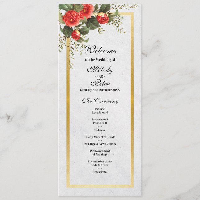 Detalhes da Cerimônia de Casamento Menu de Natal V (Frente)