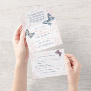 Detalhes das borboletas de coral de casamento e RS