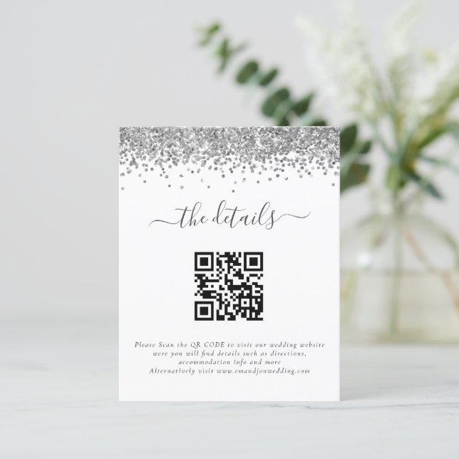 Detalhes de Casamento do Código QR do Glitter do O (Em pé/Frente)