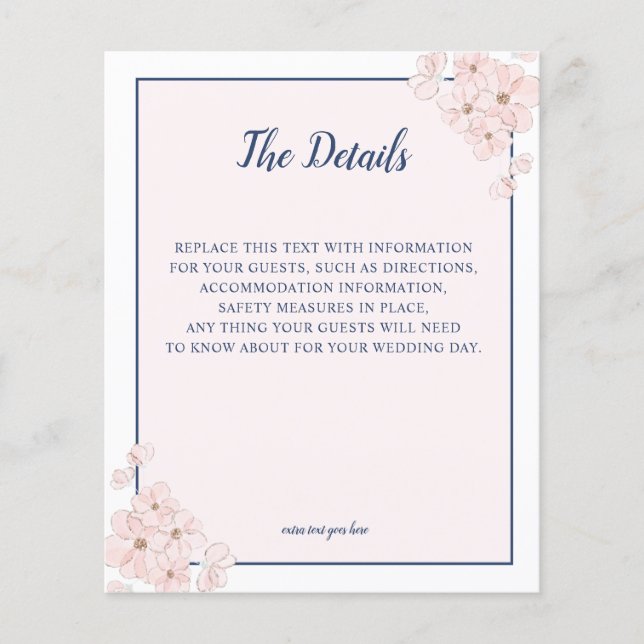 DETALHES DE Casamento Floral de Marinho Rosa-Rosa  (Frente)