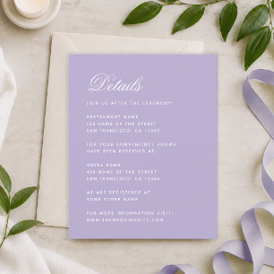 Detalhes de Casamento Lavanda Orçamento Cartão Rox