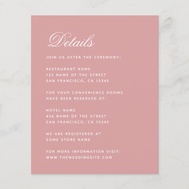 Detalhes de Casamento Rosa Empoeirado Orçamento Ca (Frente)