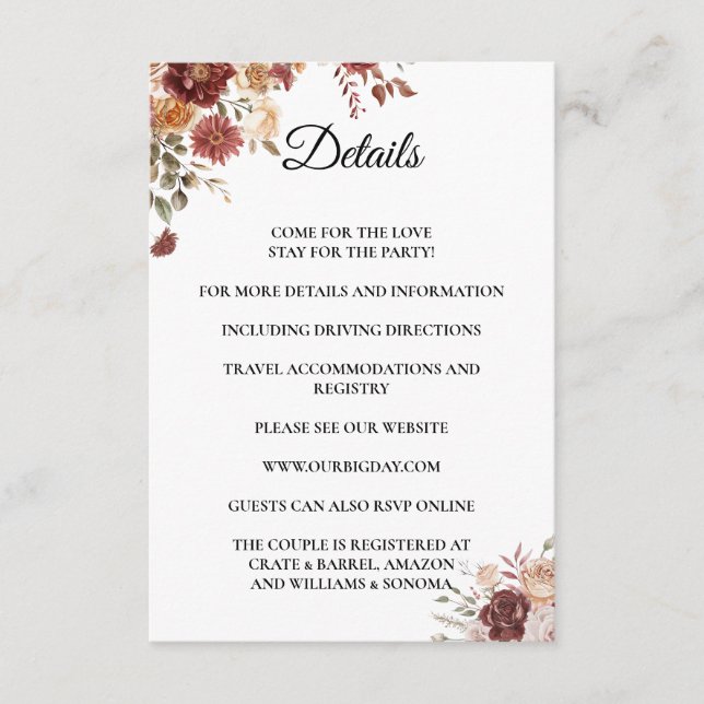 Detalhes do Cartão de Envio Terra Cotta (Frente)