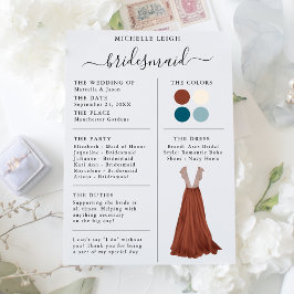 Detalhes do Cartão de Informação da Bridesmaid Ter