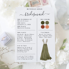 Detalhes do Cartão de Informação de Bridesmaid Oli