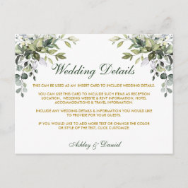Detalhes do Casamento Cartão Dourado Verde