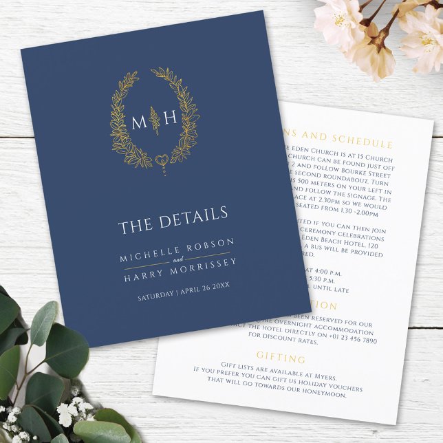 Detalhes do casamento do monograma azul (Criador carregado)