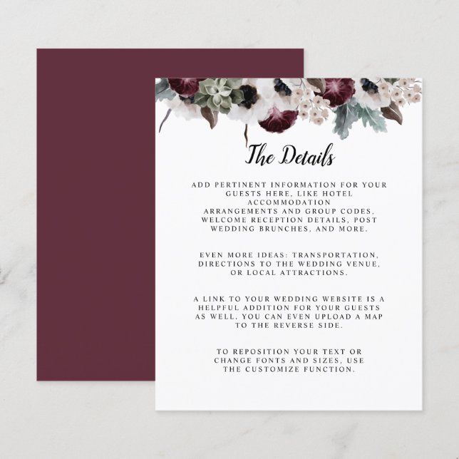 Detalhes do casamento econômico com floral rosa ma (Frente/Verso)