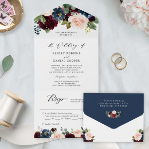 Detalhes do Casamento Floral do Blush Burgundy mar