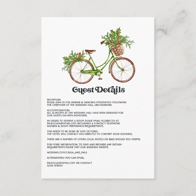 Detalhes do Convite de Casamento de Bicicleta Retr (Frente)