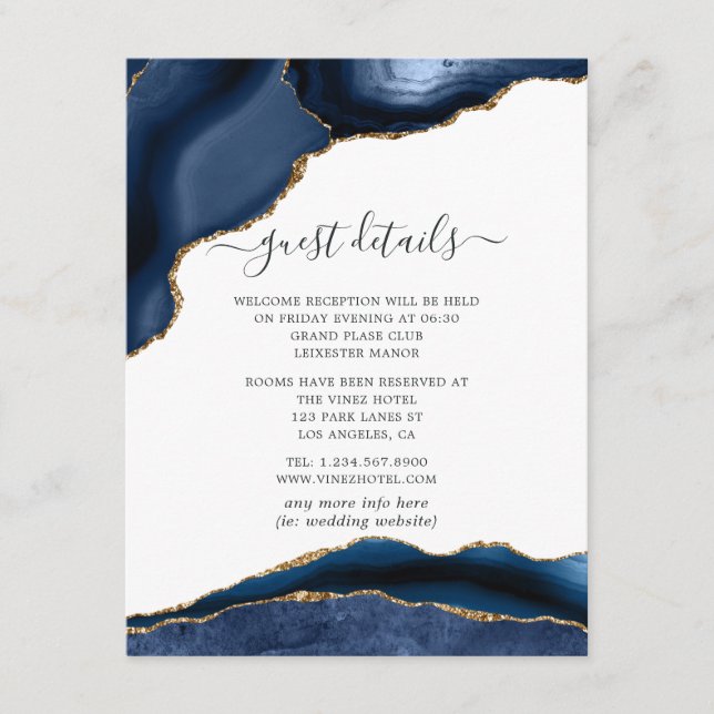 Detalhes do Convite de Casamento em Ágata Azul Mar (Frente)
