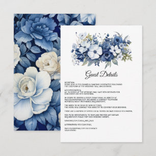 Detalhes do Convite de Casamento Floral Azul Marin