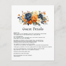 Detalhes do Convite de Casamento Floral Azul Marin