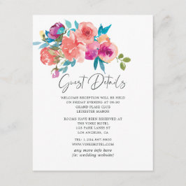 Detalhes do Convite de Casamento Floral Coral e Fa