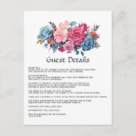 Detalhes do Convite de Casamento Floral Rosa e Azu