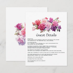 Detalhes do Convite de Casamento Floral Rosa e Rox