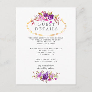 Detalhes do Convite de Casamento Floral Roxo e Vio