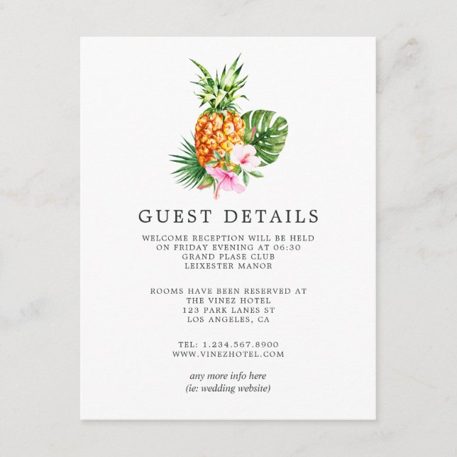 Detalhes do Convite de Casamento Floral Tropical n (Frente)