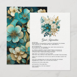 Detalhes do Convite de Casamento Floral Turquesa e