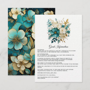 Detalhes do Convite de Casamento Floral Turquesa e