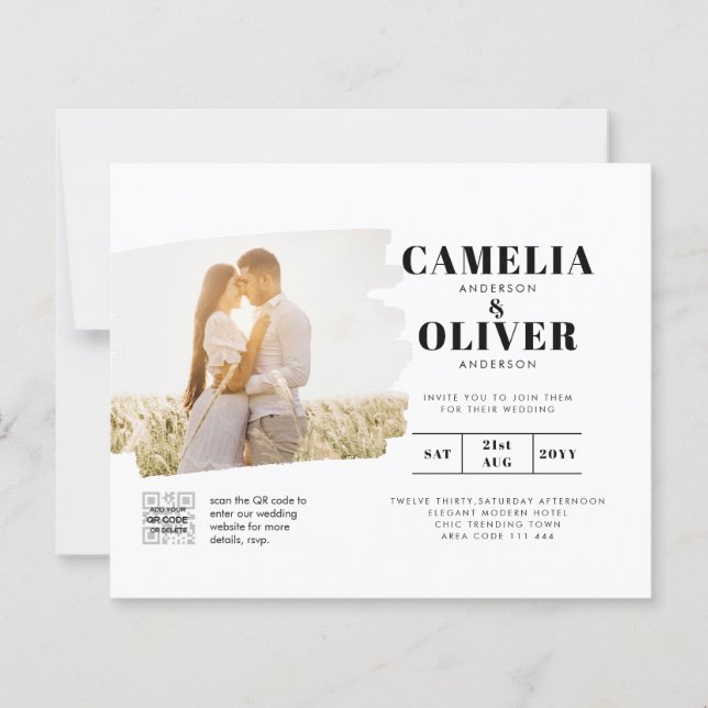 Detalhes do Convite de casamento RSVP de CÓDIGO QR (Frente)