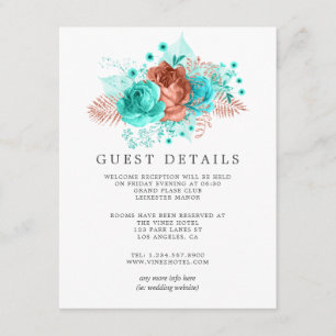 Detalhes do Convite de Casamento Tropical Turquesa