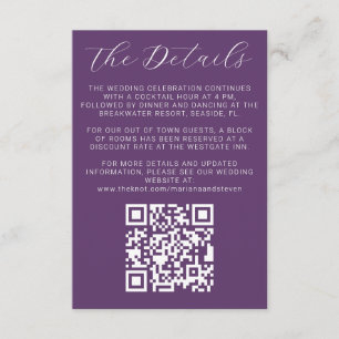 Detalhes do Convite para Casamento Roxo Moderno