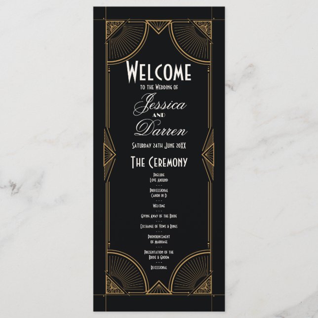 Detalhes do Menu de Casamento dos Anos 1920 Cerimô (Frente)