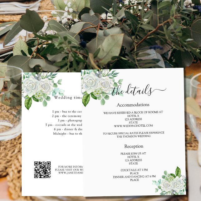 Detalhes do programa de casamento floral branco ve (Criador carregado)