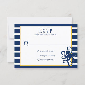 Detalhes Dourados da Faixa Azul do marinho RSVP Ná