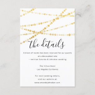 Detalhes Dourados do casamento do cartão de gabine