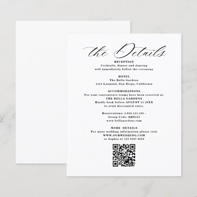 Detalhes e Cards de Invólucro de Casamento de Códi (Frente/Verso)