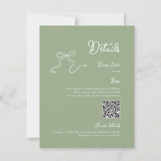 Detalhes em Verde Sage com Código Qr para RSVP (Frente)