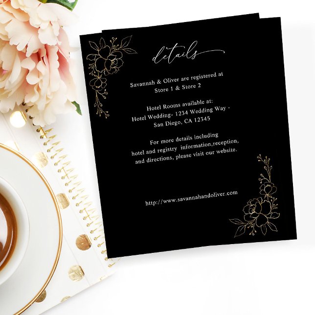 Detalhes Florais Dourados do Orçamento - Preto (Criador carregado)