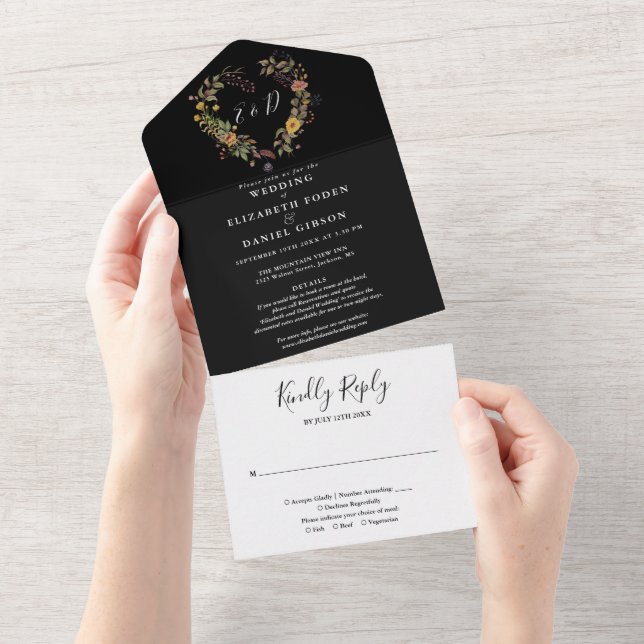 Detalhes Florais Rústicos Elegantes RSVP Casamento (Aba destacável)