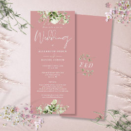 Detalhes Florais Verde Convite de Casamento Rosa P