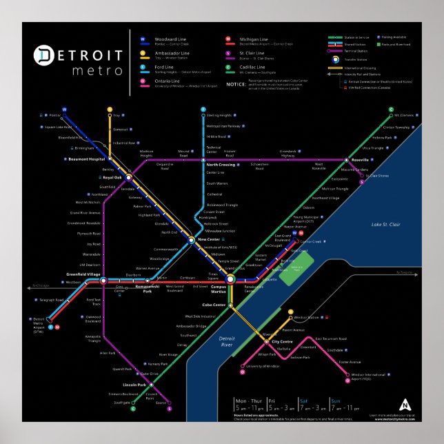 Detroit Metro Poster de 32" x 32" (Escuro) (Frente)