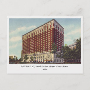 Detroit MI, Hotel Statler, cartão postal de 1940