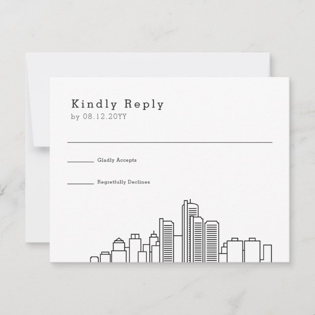 Detroit Wedding | RSVP Skyline Estilizado (Frente)