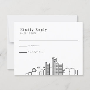 Detroit Wedding RSVP Skyline Estilizado