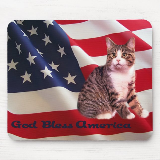 Deus abençoe América de Mousepad do gato (Frente)