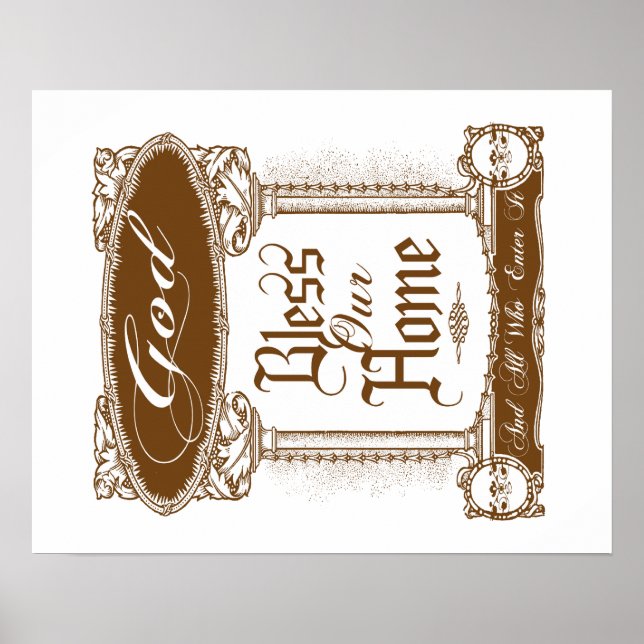 Deus abençoe nosso Poster personalizado doméstico (Frente)