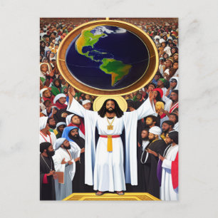 Deus ama o cartão postal de arte cristã do mundo I