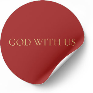 DEUS CONOSCO Adesivo de Natal Vermelho Minimalista