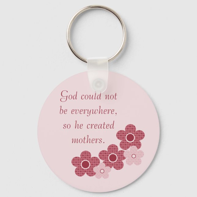 Deus Criou as mães, Chaveiro cor-de-rosa, com flor (Frente)