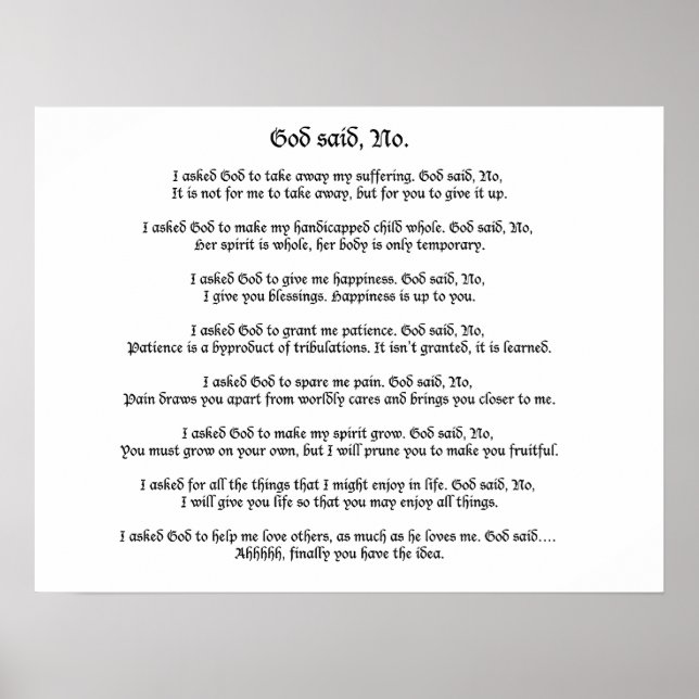 Deus disse não: Poster (Frente)