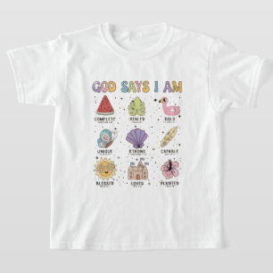 Deus diz que sou camiseta gráfica para crianças