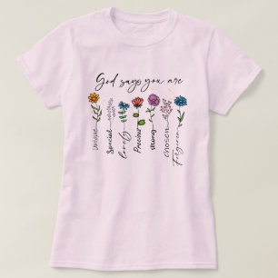 Deus diz que você é camiseta cristã feminina